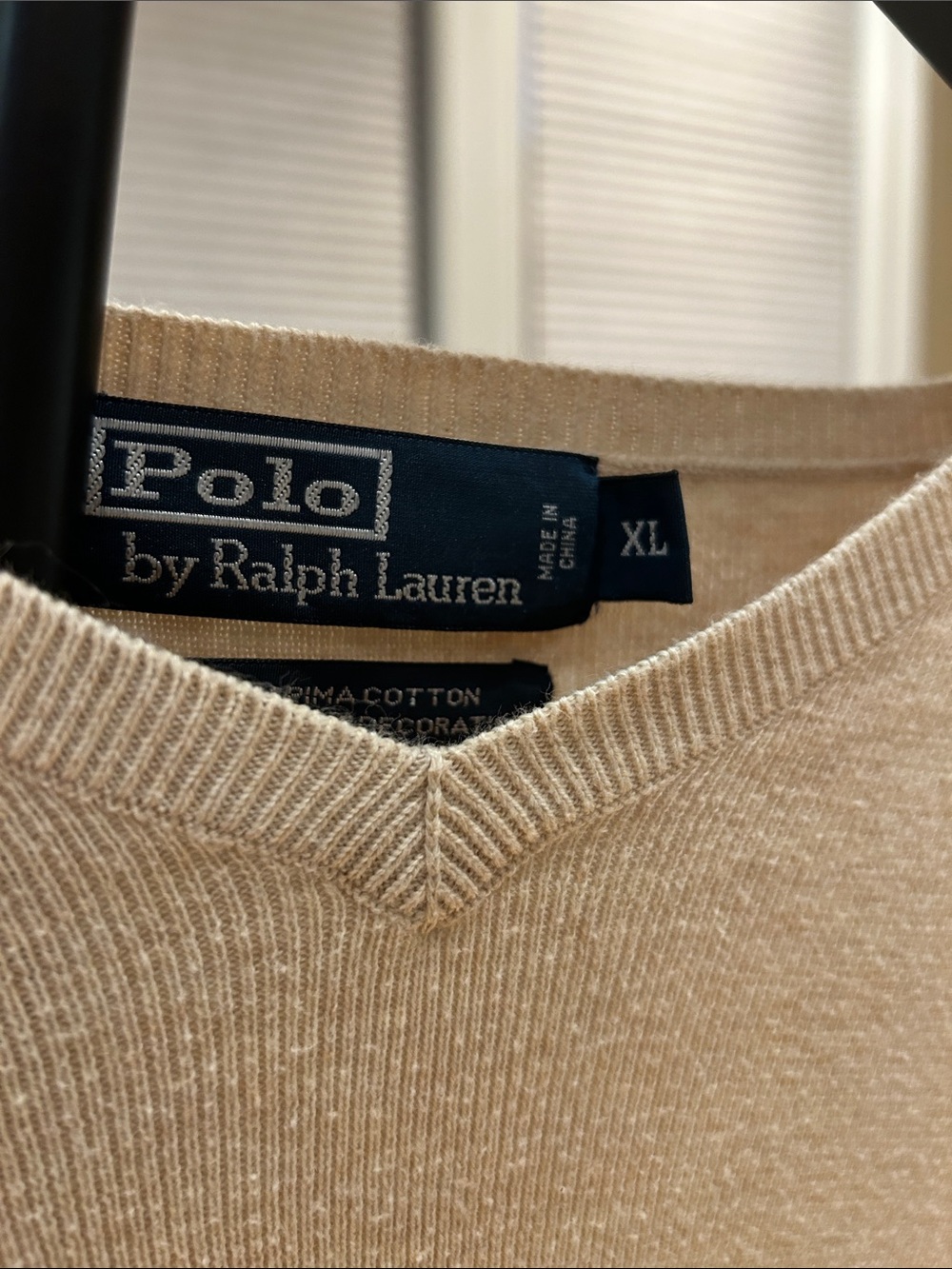 Polo by Ralph Lauren Tan V-Neck Sweater with Navy Label - Picture 2 of 3